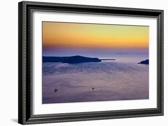 Sunset Over the Aegean Sea in Santorini Greece-null-Framed Photo