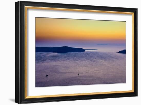 Sunset Over the Aegean Sea in Santorini Greece-null-Framed Photo