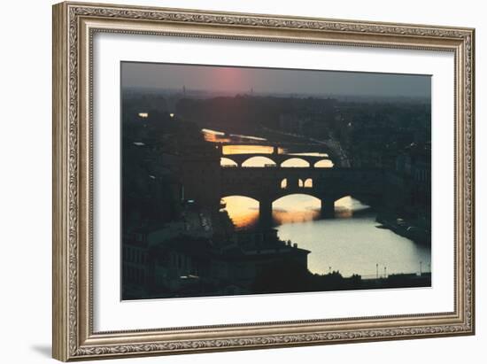 Sunset over the Arno, Florence, Italy-Peter Thompson-Framed Photographic Print