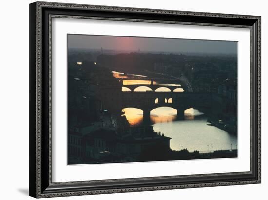 Sunset over the Arno, Florence, Italy-Peter Thompson-Framed Photographic Print