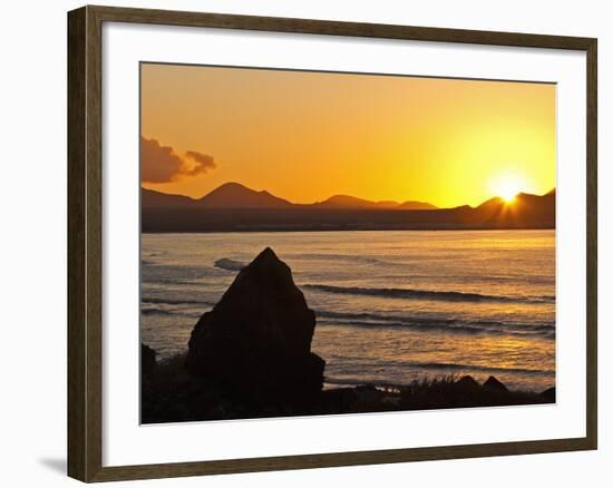 Sunset Over the Bay at Famara, Lanzarote's Finest Surf Beach, Canary Islands-Robert Francis-Framed Photographic Print