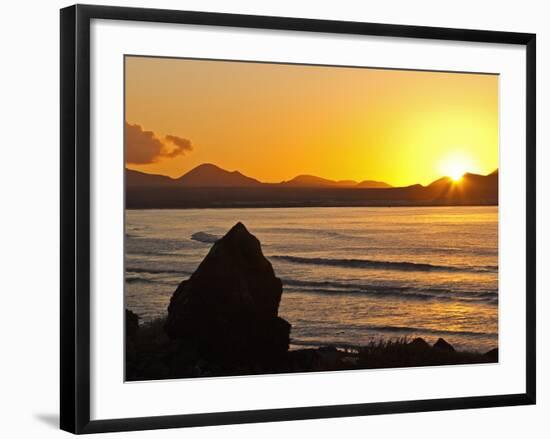 Sunset Over the Bay at Famara, Lanzarote's Finest Surf Beach, Canary Islands-Robert Francis-Framed Photographic Print