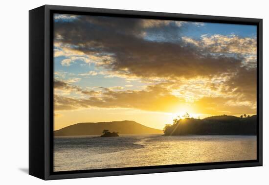 Sunset over the Beach, Nacula Island, Yasawa, Fiji, South Pacific-Michael Runkel-Framed Premier Image Canvas