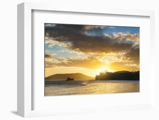 Sunset over the Beach, Nacula Island, Yasawa, Fiji, South Pacific-Michael Runkel-Framed Photographic Print