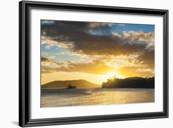 Sunset over the Beach, Nacula Island, Yasawa, Fiji, South Pacific-Michael Runkel-Framed Photographic Print