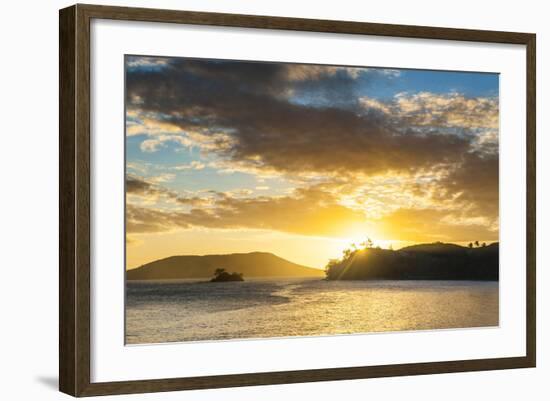 Sunset over the Beach, Nacula Island, Yasawa, Fiji, South Pacific-Michael Runkel-Framed Photographic Print