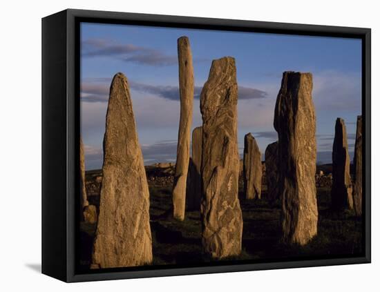 Sunset over the Central Circle of Ancient Standing Stones at Callanish, Dating to Neolithic Times-Mark Hannaford-Framed Premier Image Canvas