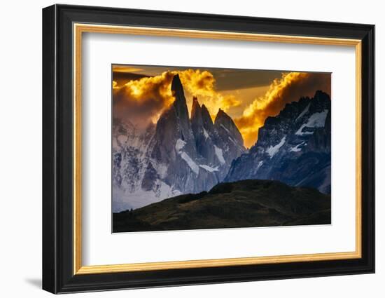 Sunset over the Cerro Torre Spires in Los Glacieres National Park, Argentina-Jay Goodrich-Framed Photographic Print