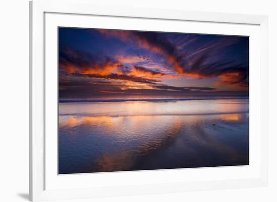 Sunset over the Channel Islands from Ventura State Beach, Ventura, California, USA-Russ Bishop-Framed Photographic Print