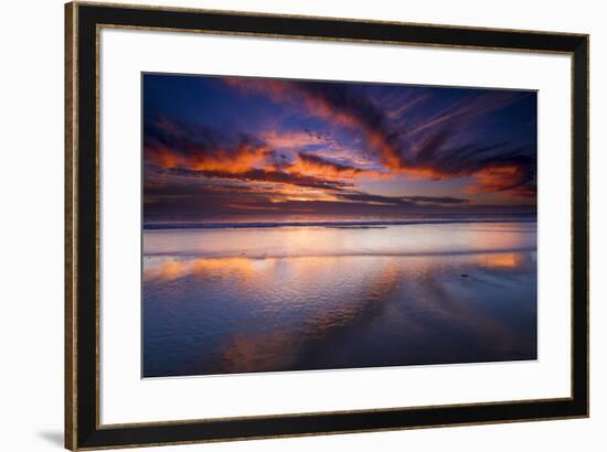 Sunset over the Channel Islands from Ventura State Beach, Ventura, California, USA-Russ Bishop-Framed Photographic Print