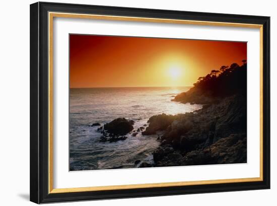 Sunset Over the Coastline of Big Sur, California-Tony Craddock-Framed Photographic Print