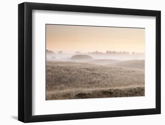 Sunset over the famous burial mounds at Sutton Hoo, Suffolk (photo)-null-Framed Photographic Print