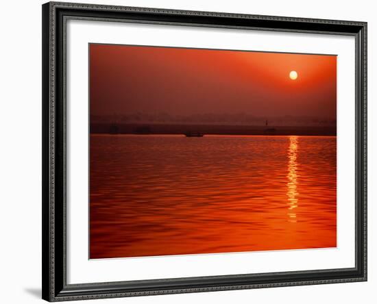 Sunset over the Ganges River in Varanasi, India-Dee Ann Pederson-Framed Photographic Print