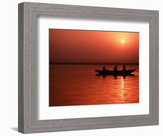 Sunset over the Ganges River in Varanasi, India-Dee Ann Pederson-Framed Photographic Print