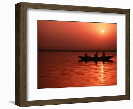 Sunset over the Ganges River in Varanasi, India-Dee Ann Pederson-Framed Photographic Print