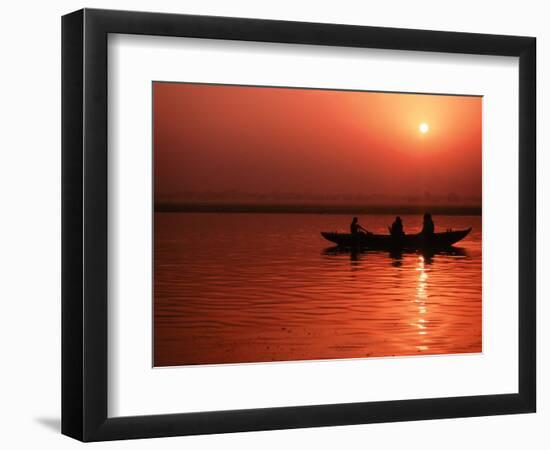 Sunset over the Ganges River in Varanasi, India-Dee Ann Pederson-Framed Photographic Print