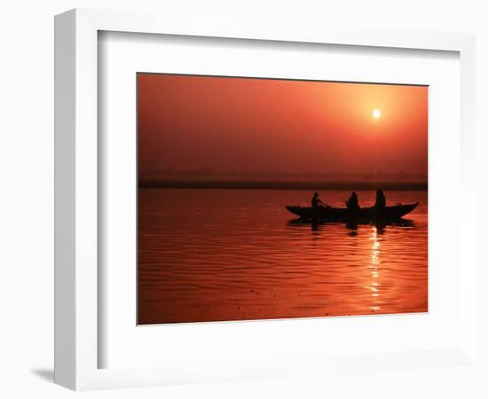 Sunset over the Ganges River in Varanasi, India-Dee Ann Pederson-Framed Photographic Print
