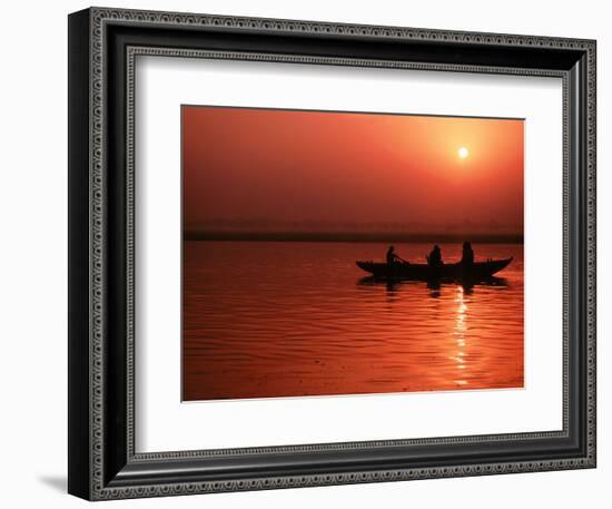 Sunset over the Ganges River in Varanasi, India-Dee Ann Pederson-Framed Photographic Print