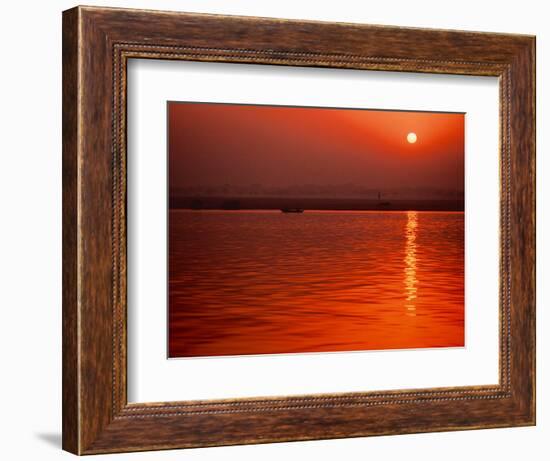 Sunset over the Ganges River in Varanasi, India-Dee Ann Pederson-Framed Photographic Print