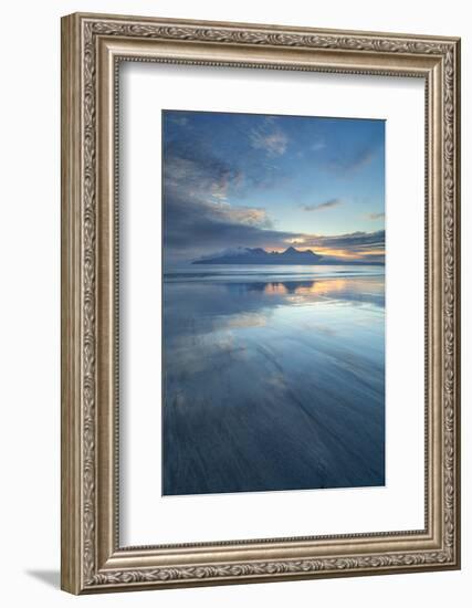 Sunset over the Isle of Rhum, from Bay of Laig, Scotland, United Kingdom, Europe-John Potter-Framed Photographic Print