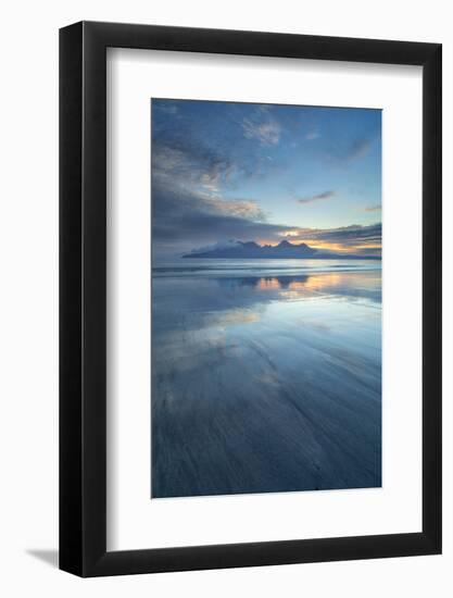 Sunset over the Isle of Rhum, from Bay of Laig, Scotland, United Kingdom, Europe-John Potter-Framed Photographic Print
