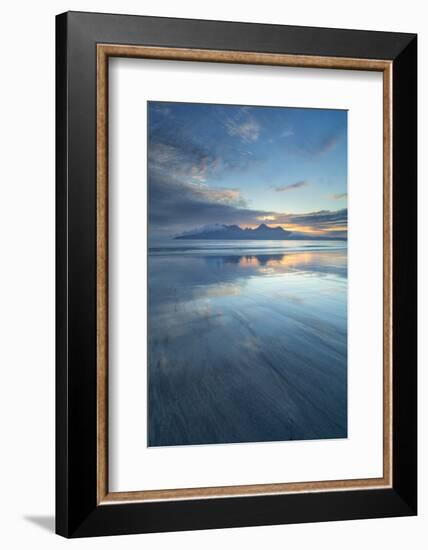 Sunset over the Isle of Rhum, from Bay of Laig, Scotland, United Kingdom, Europe-John Potter-Framed Photographic Print