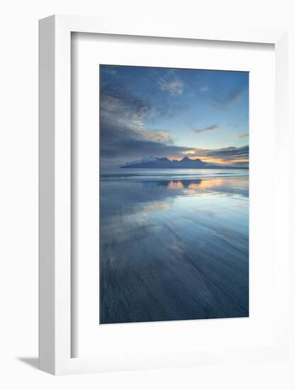 Sunset over the Isle of Rhum, from Bay of Laig, Scotland, United Kingdom, Europe-John Potter-Framed Photographic Print