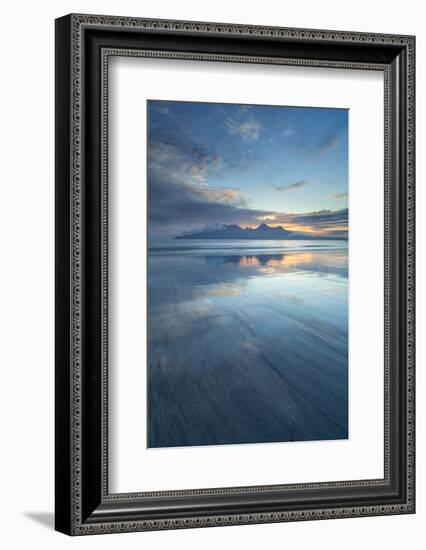 Sunset over the Isle of Rhum, from Bay of Laig, Scotland, United Kingdom, Europe-John Potter-Framed Photographic Print