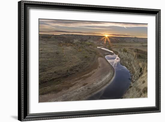 Sunset over the Little Missouri River, North Dakota, USA-Chuck Haney-Framed Photographic Print