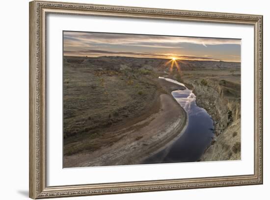 Sunset over the Little Missouri River, North Dakota, USA-Chuck Haney-Framed Photographic Print