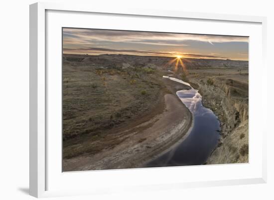 Sunset over the Little Missouri River, North Dakota, USA-Chuck Haney-Framed Photographic Print