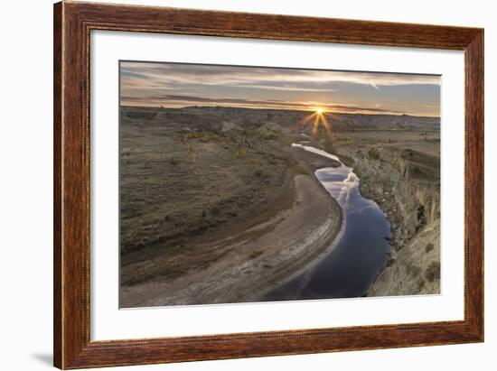 Sunset over the Little Missouri River, North Dakota, USA-Chuck Haney-Framed Photographic Print
