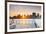 Sunset over the Manhattan skyline from Gantry Plaza, New York, USA-Jordan Banks-Framed Photographic Print