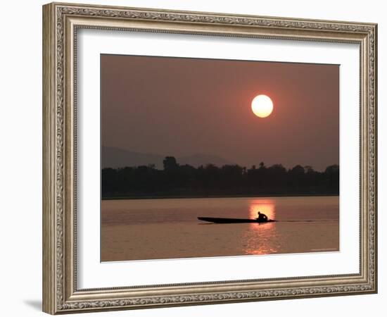 Sunset Over the Mekong River, Pakse, Southern Laos, Indochina, Southeast Asia-Andrew Mcconnell-Framed Photographic Print