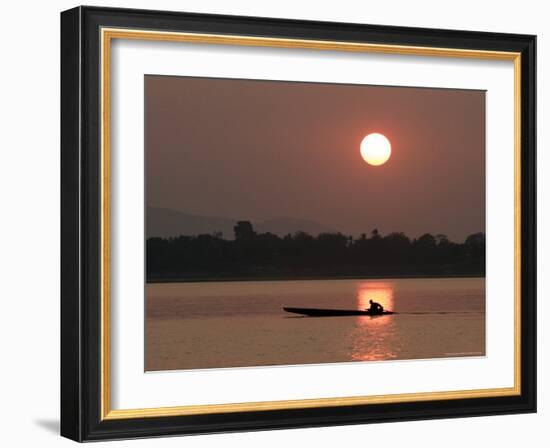 Sunset Over the Mekong River, Pakse, Southern Laos, Indochina, Southeast Asia-Andrew Mcconnell-Framed Photographic Print