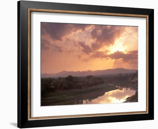 Sunset Over the Omo River, Near a Karo Village, Ethiopia-Janis Miglavs-Framed Photographic Print