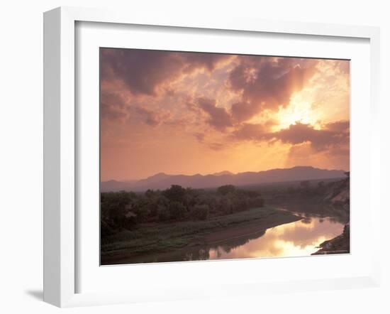 Sunset Over the Omo River, Near a Karo Village, Ethiopia-Janis Miglavs-Framed Photographic Print