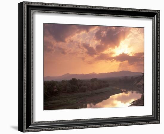 Sunset Over the Omo River, Near a Karo Village, Ethiopia-Janis Miglavs-Framed Photographic Print