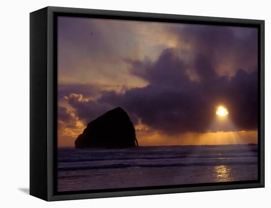 Sunset Over the Pacific Ocean from Cape Kiwanda, Oregon, USA-Janis Miglavs-Framed Premier Image Canvas