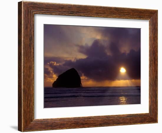 Sunset Over the Pacific Ocean from Cape Kiwanda, Oregon, USA-Janis Miglavs-Framed Photographic Print