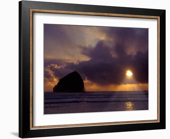 Sunset Over the Pacific Ocean from Cape Kiwanda, Oregon, USA-Janis Miglavs-Framed Photographic Print