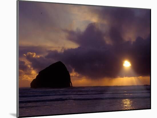 Sunset Over the Pacific Ocean from Cape Kiwanda, Oregon, USA-Janis Miglavs-Mounted Photographic Print