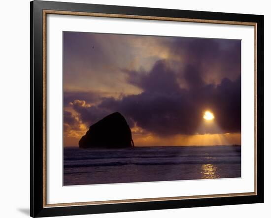 Sunset Over the Pacific Ocean from Cape Kiwanda, Oregon, USA-Janis Miglavs-Framed Photographic Print