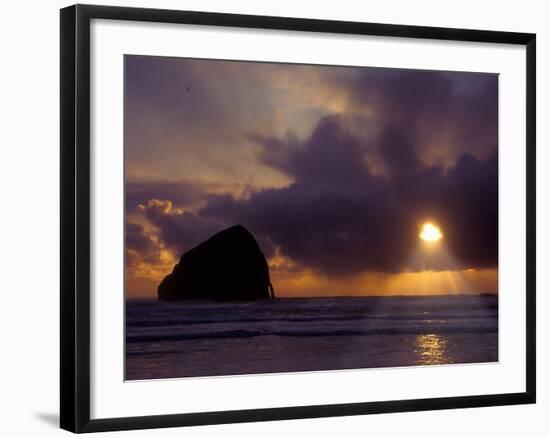 Sunset Over the Pacific Ocean from Cape Kiwanda, Oregon, USA-Janis Miglavs-Framed Photographic Print