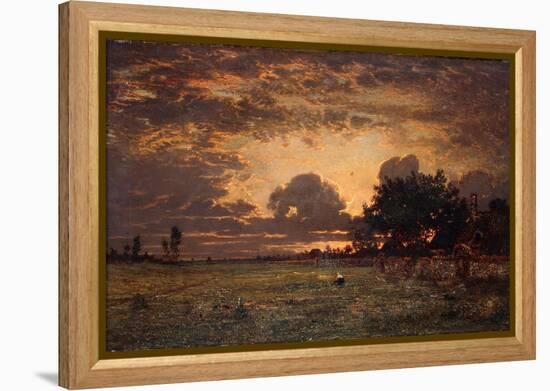 Sunset over the Plain of Barbizon-Thomas Rowlandson-Framed Premier Image Canvas