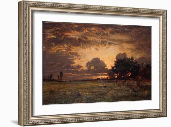 Sunset over the Plain of Barbizon-Thomas Rowlandson-Framed Giclee Print