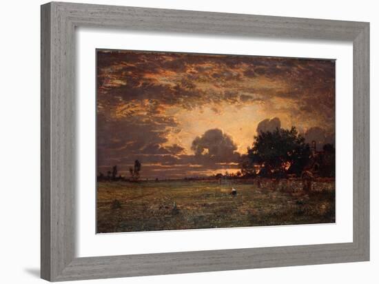 Sunset over the Plain of Barbizon-Thomas Rowlandson-Framed Giclee Print