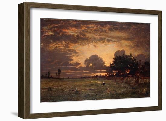 Sunset over the Plain of Barbizon-Thomas Rowlandson-Framed Giclee Print