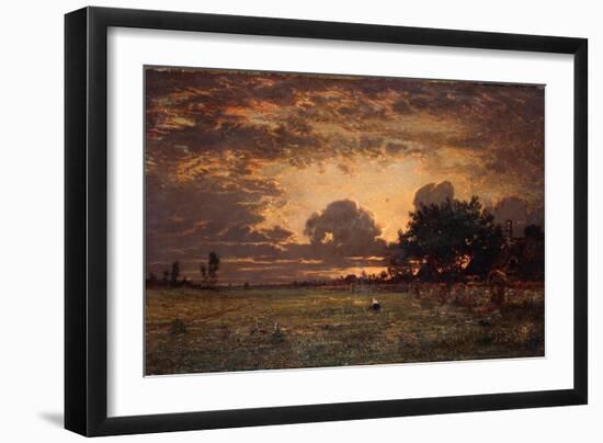 Sunset over the Plain of Barbizon-Thomas Rowlandson-Framed Giclee Print