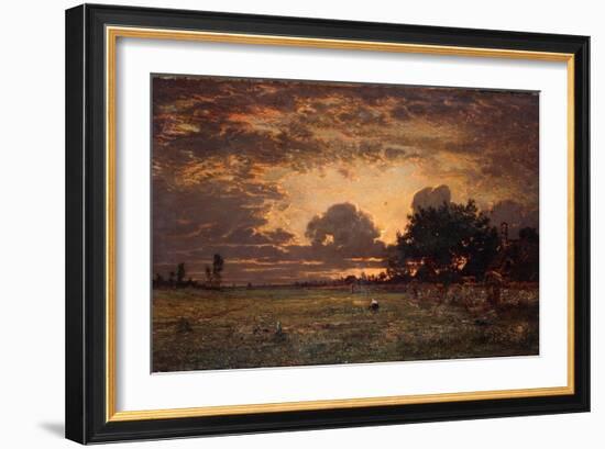 Sunset over the Plain of Barbizon-Thomas Rowlandson-Framed Giclee Print